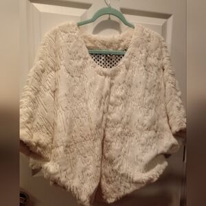 Faux fur white cardigan